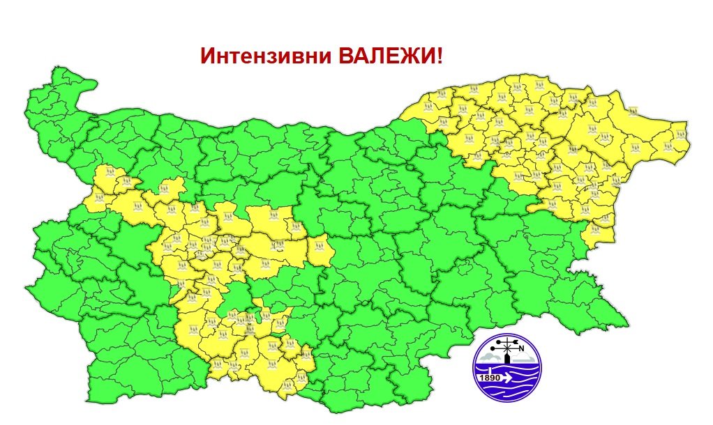 След горещините: Обявиха жълт код за интензивни валежи и градушки за 14 области, включително и Враца